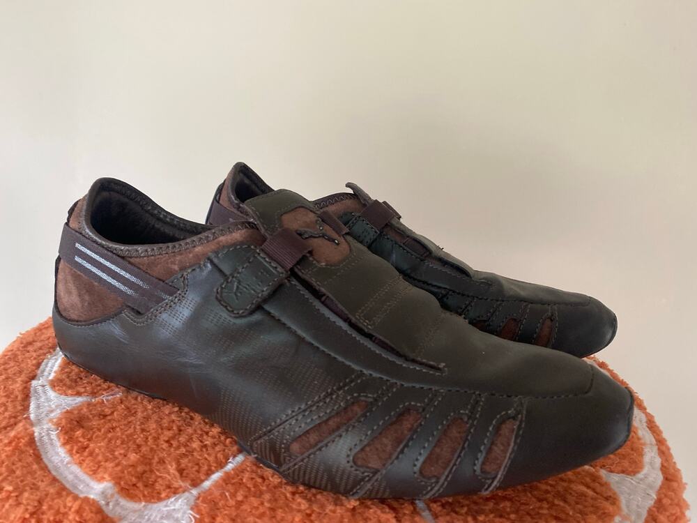 Puma Mens Brown Leather Vedano Sneakers Size 8 Driving Motorsport